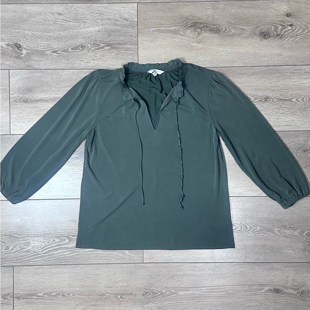 Lucky Brand *Green* Sandwash Ruffled Peasant Top - Picture 6 of 14